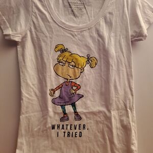 Nickelodeon White T-Shirt with Purple and Yellow Graphic